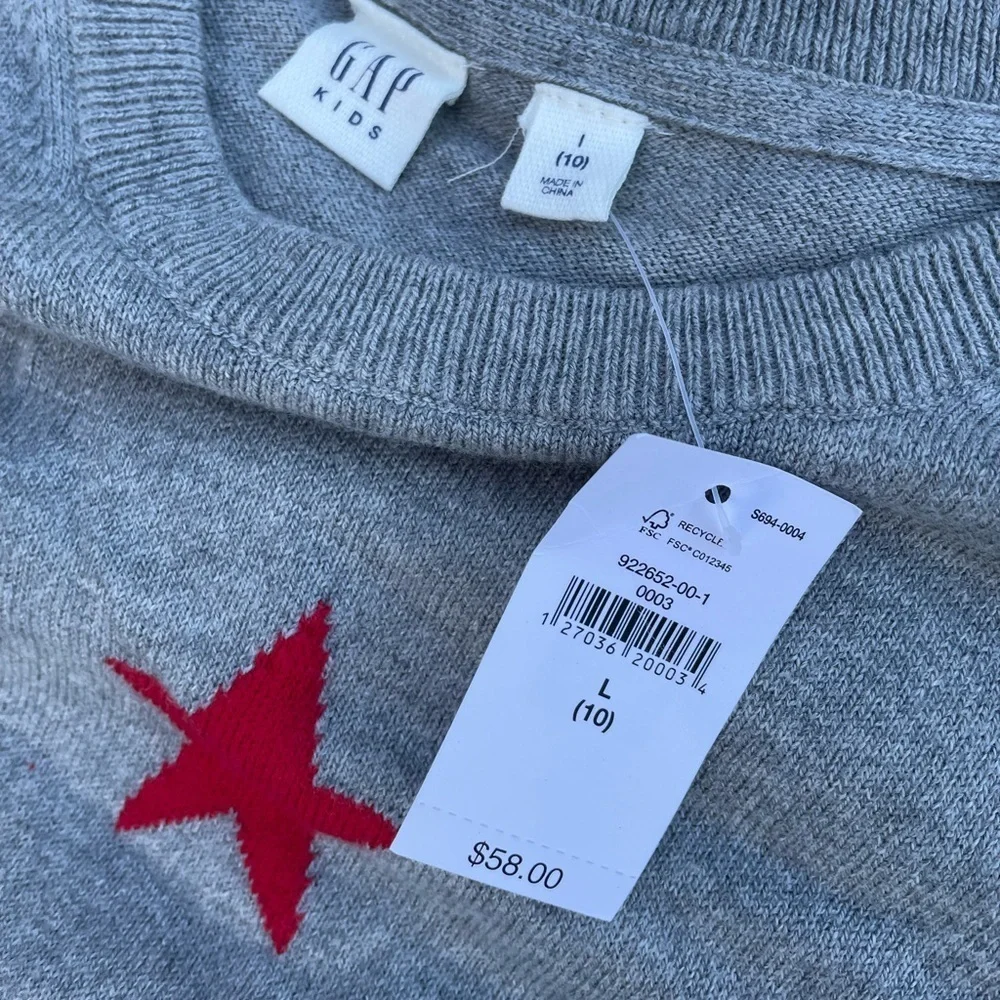 NWT - Gap Kids Girls Drop Waist Star Sweater Dress w Full Skirt - Size L (10)